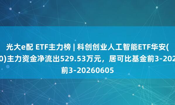 光大e配 ETF主力榜 | 科创创业人工智能ETF华安(588470)主力资金净流出529.53万元，居可比基金前3-20260605